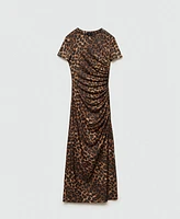 Mango Women's Ruffled Details Leopard Dress