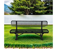 Simplie Fun 6 ft. Outdoor Steel Bench with Backrest in