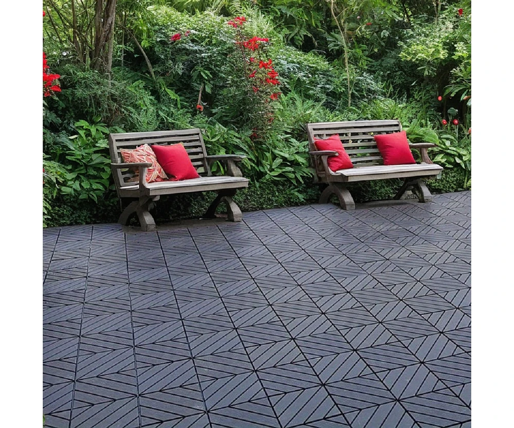 Streamdale Furniture 54 Pack Interlocking Plastic Deck Tiles - 12" x12" Square - Waterproof Outdoor - Poolside Balcony Backyard Decking Tiles