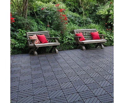 Streamdale Furniture 54 Pack Interlocking Plastic Deck Tiles - 12" x12" Square - Waterproof Outdoor - Poolside Balcony Backyard Decking Tiles