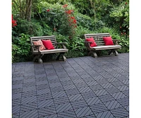 Streamdale Furniture 54 Pack Interlocking Plastic Deck Tiles - 12" x12" Square - Waterproof Outdoor - Poolside Balcony Backyard Decking Tiles