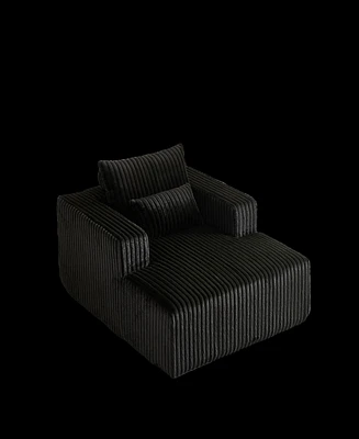 Streamdale Furniture 62.5-Inch Corduroy Sponge Sofa Lounge Chair, No Assembly Required, Fluffy Modern Sleeper Chair for Indoor Living Room Bedroom