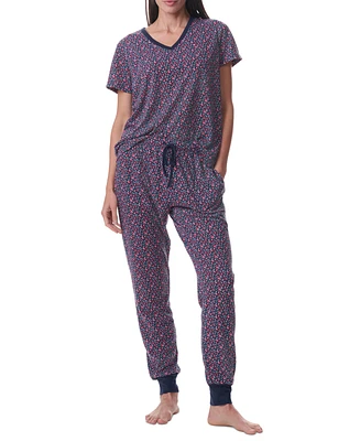 Tommy Hilfiger Women's Printed Short-Sleeve Tee & Jogger Set