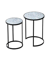 Set of 2 Round End Table, Stacking Side Tables with Sturdy Metal Frame for Small Space, Living Room, Office
