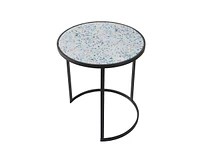 Set of 2 Round End Table, Stacking Side Tables with Sturdy Metal Frame for Small Space, Living Room, Office