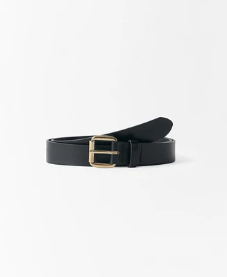 Mango Women's Square Buckle Leather Belt