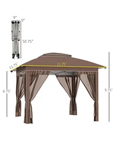 12' x 12' Pop Up Canopy Tent with Netting and Carry Bag, Instant Sun Shelter with 137 sq.ft Shade, Tents for Parties, Height Adjustable, for Outdoor,