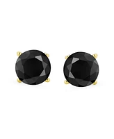 Bling Jewelry Black Cut Cubic Zirconia Stud Earrings Screwback Gold Plated Sterling Silver