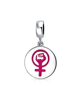 Bling Jewelry Inspirational # Me Too Women Rights Dangle Disc Bead Charm .925 Silver