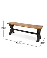 Streamdale Furniture Acacia Wood And Iron X-Cross Picnic Bench: Durable, Stylish, And Perfect For Patios