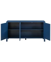 Sideboard with Curved Swirl Patterned Doors and Artistic Three-Door Design, Suitable for Living Rooms, Entrance and Study