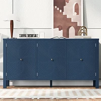 Simplie Fun Sideboard with Curved Swirl Patterned Doors and Artistic Three-Door Design, Suitable for Living Rooms, Entrance and Study