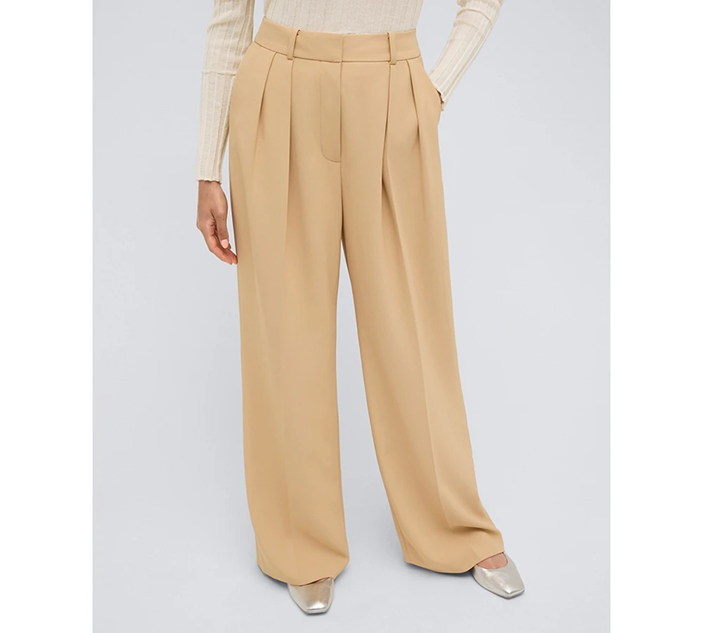 Kenneth Cole Women's High Rise Wide Leg Twill Pants