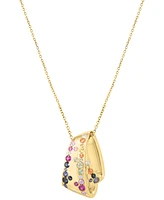 Effy Multi-Sapphire (5/8 ct. t.w.) & Diamond (1/20 ct. t.w.) Scattered Cluster Geometric 18" Pendant Necklace in 14k Gold