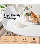 Streamdale Furniture 31.5" Round Dining Table Kitchen Table White Dining Table with White Mdf desktop and Solid wood legs .Modern Style Coffee Table L