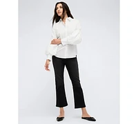 Kenneth Cole Women's Button-Front Poplin Stretch Balloon-Sleeve Shirt