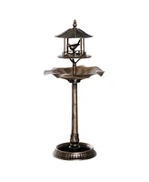 3-in-1 Garden Bird Bath Bowl Pedastal with Bird Feeder, Large Water Basin, & Underneath Flower Planter