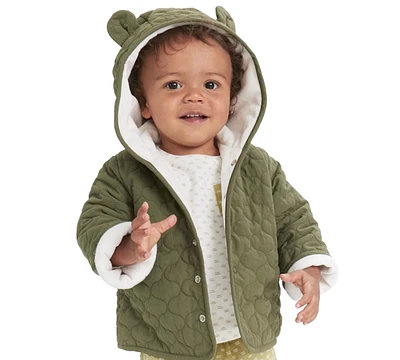 First Impressions Baby Boys Quilted Micro-Fleece-Lined Hooded Jacket, Created for Macy's