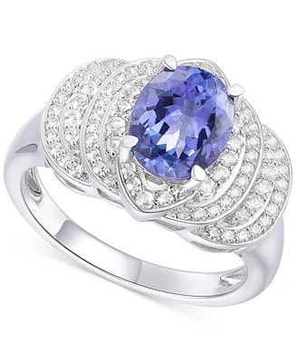 Tanzanite (1-3/4 ct. t.w.) & Diamond (1/2 ct. t.w.) Oval Ring in 14k White Gold