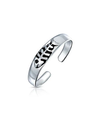 Bling Jewelry Nautical Fish Bone Thin Midi Band Toe Ring Oxidized Silver Sterling