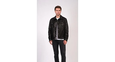 Men's Leather Jacket, Black, Created for Macy's