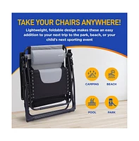 SereneLife Padded Zero Gravity Lawn Chair with Side Table, Gray and Black