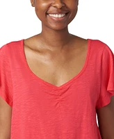 Hue Women's Solid Short-Sleeve Shirred Pajama Tee