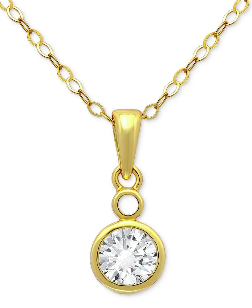 Giani Bernini Cubic Zirconia Bezel Solitaire Pendant Necklace in 18k Gold-Plated Sterling Silver, 16" + 2" extender, Exclusively at Macy's