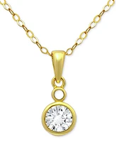 Giani Bernini Cubic Zirconia Bezel Solitaire Pendant Necklace in 18k Gold-Plated Sterling Silver, 16" + 2" extender, Exclusively at Macy's