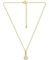 Giani Bernini Cubic Zirconia Bezel Solitaire Pendant Necklace in 18k Gold-Plated Sterling Silver, 16" + 2" extender, Exclusively at Macy's