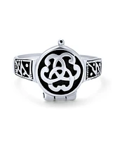 Bling Jewelry Triquetra Irish Celtic Knot Trinity Signet Locket Poison Ring For Women For Men Oxidized .925 Sterling Silver