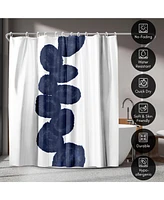 Americanflat 71x74 Shower Curtain - Blue Abstract Design - Indigo Vine by Chaos & Wonder Design