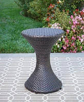 Hourglass Wicker Side Table With Iron Frame For Outdoor Decor