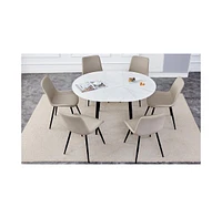 Streamdale Furniture Table and chair set.Modern Extendable Mdf Dining Table.The table has a telescopic design, suitable for gatherings of different si