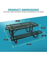 Simplie Fun 6 ft. Rectangular Outdoor Steel Picnic Table with umbrella pole in Green