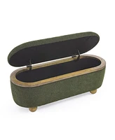 Storage Ottoman Bench, Upholstered End of Bed Ottoman Bench with Storage and Seating, Large Blanket Storage Bench for Foot Rest in Bedroom, Living Roo