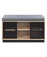 Simplie Fun Gamaliel Bench w/Storage in Oak & Espresso Finish