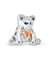 Bling Jewelry Stuffed Animal Teddy Bear Charm Bead Rose Gold Plated Sterling Silver - Two