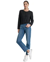 Dkny Jeans Women's Diamond Pointelle Long-Sleeve Cardigan