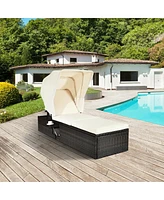 Inolait Outdoor Chaise Lounge Chair with Folding Canopy