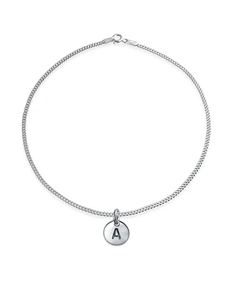 Bling Jewelry Letter Block Alphabet Initial Disc Anklet .925 Sterling Silver 10 Inch