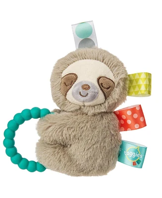 Mary Meyer Taggies Sensory Stuffed Animal Soft Rattle with Teether Ring, Molasses Sloth