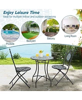 Costway Set of Mosaic Chairs for Patio with Decorative Backrest Heavy-Duty Frame