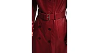 Women's Leather Trench Coat, Burgundy, Created for Macy's