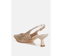 London Rag Vernaos Pointed Toe Rhinestone Slingbacks