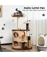 40 Inch Cat Tree Tower Multi-Level Activity Tree with 2-Tier Cat-Hole Condo