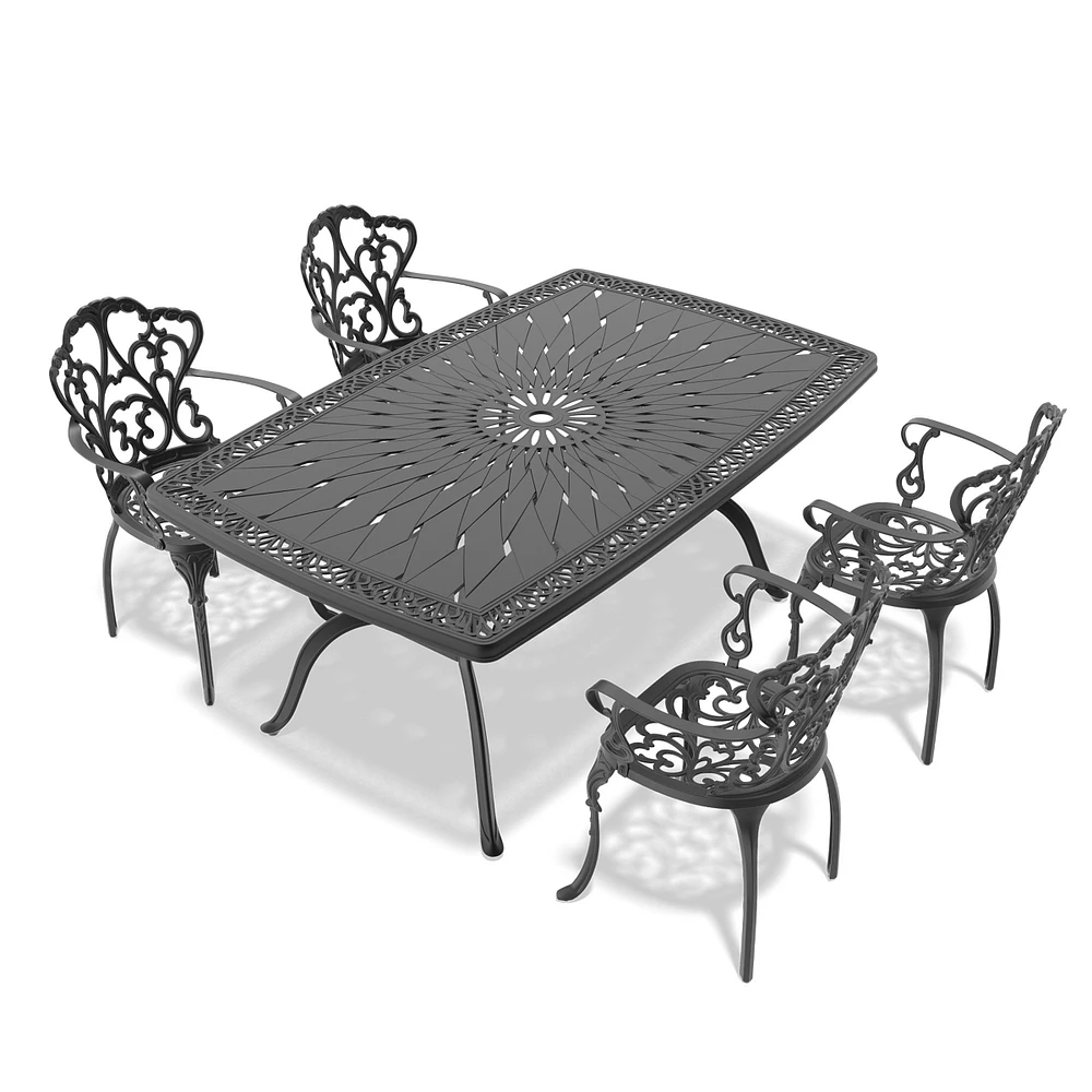 Streamdale Furniture (Cushions In Random Colors)5-Piece Set Of Cast Aluminum Patio Furniture With Cushions