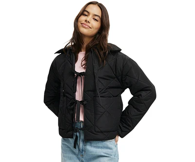 Cotton On Women's Quilted Tie Up Jacket