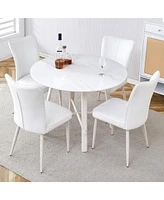 Simplie Fun Table and chair set, Mdf desktop, white metal table legs, stable and beautiful