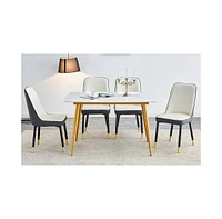 Streamdale Furniture Table and chair set.a morden table with White imitation marble patterned stone burning tabletop with golden metal legs.Paired wit